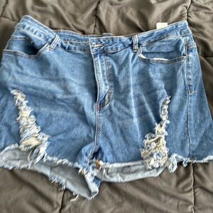 SHEIN Blue Distressed Jean Shorts